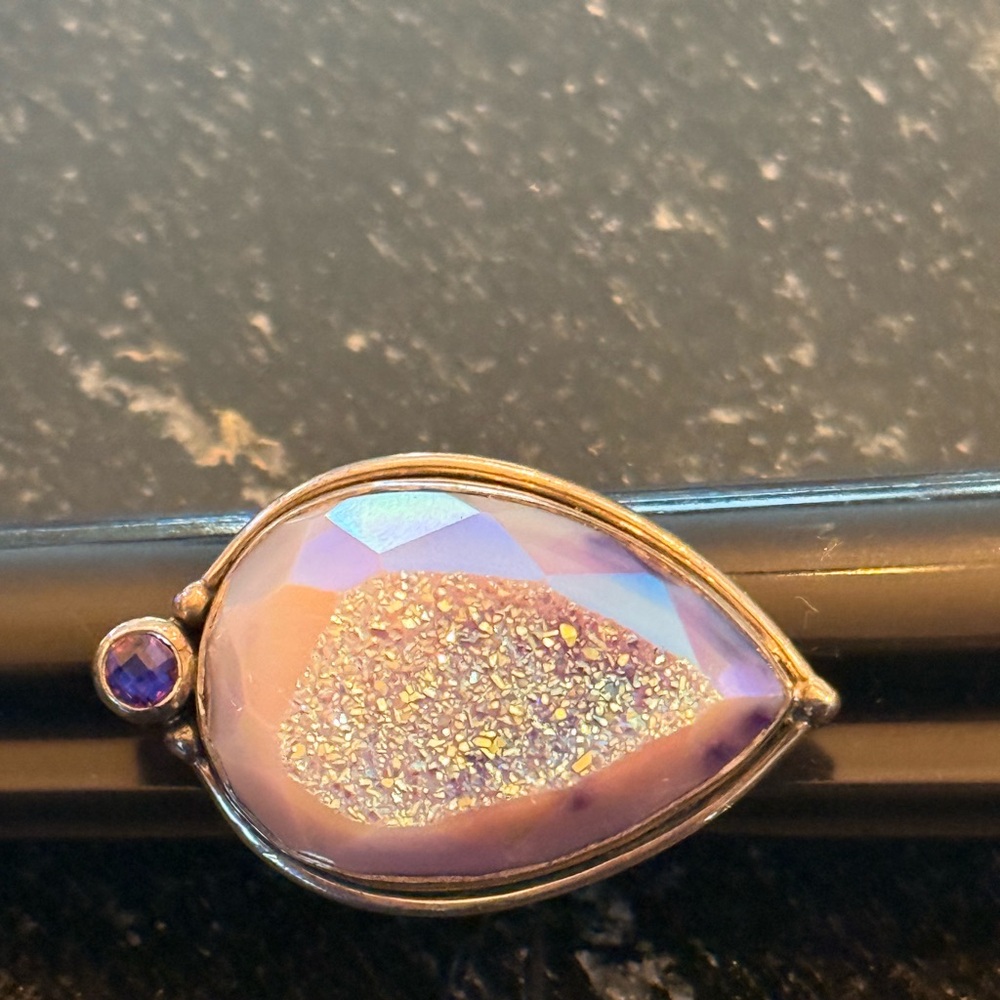 Drusy lavender ring